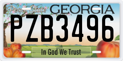 GA license plate PZB3496