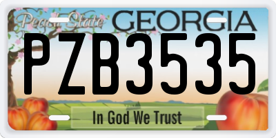 GA license plate PZB3535