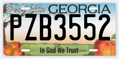 GA license plate PZB3552