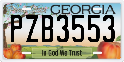 GA license plate PZB3553