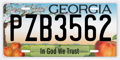 GA license plate PZB3562