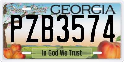 GA license plate PZB3574