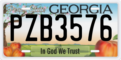 GA license plate PZB3576
