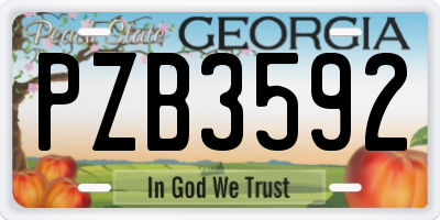 GA license plate PZB3592