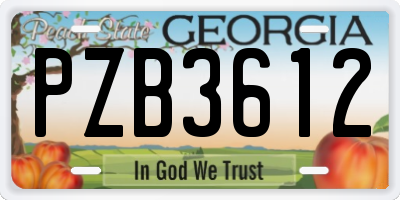 GA license plate PZB3612