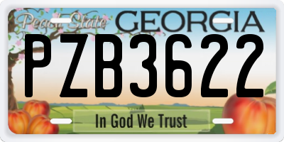 GA license plate PZB3622
