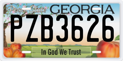 GA license plate PZB3626