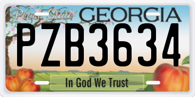 GA license plate PZB3634
