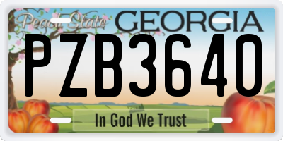 GA license plate PZB3640