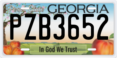 GA license plate PZB3652