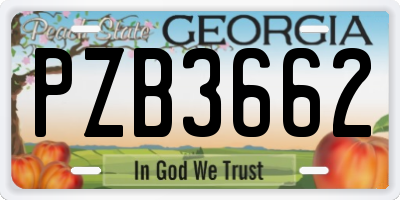 GA license plate PZB3662