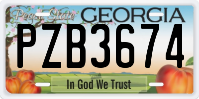 GA license plate PZB3674