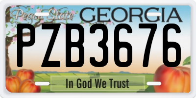 GA license plate PZB3676
