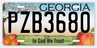 GA license plate PZB3680