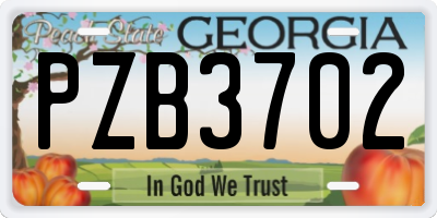 GA license plate PZB3702