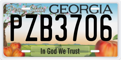 GA license plate PZB3706
