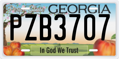 GA license plate PZB3707