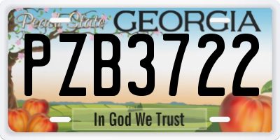 GA license plate PZB3722