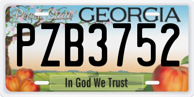 GA license plate PZB3752
