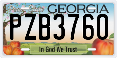 GA license plate PZB3760