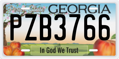 GA license plate PZB3766