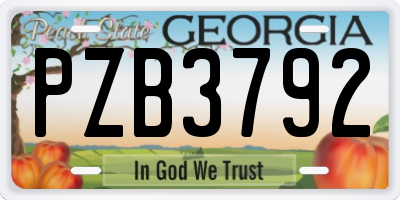GA license plate PZB3792