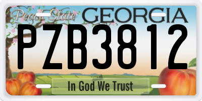 GA license plate PZB3812