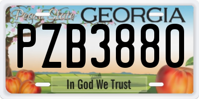 GA license plate PZB3880