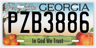 GA license plate PZB3886