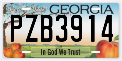 GA license plate PZB3914