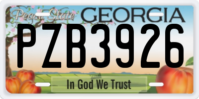 GA license plate PZB3926