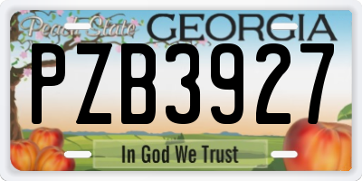 GA license plate PZB3927