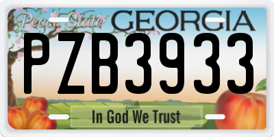 GA license plate PZB3933