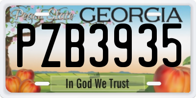 GA license plate PZB3935