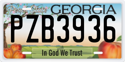 GA license plate PZB3936