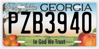 GA license plate PZB3940