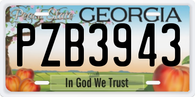 GA license plate PZB3943