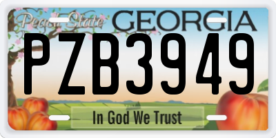 GA license plate PZB3949