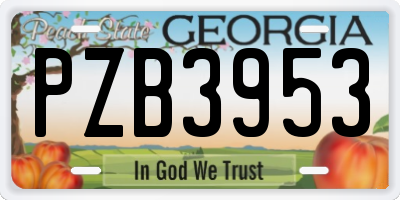 GA license plate PZB3953