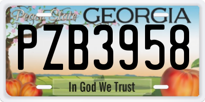GA license plate PZB3958