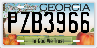 GA license plate PZB3966