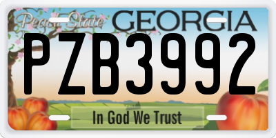 GA license plate PZB3992