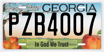 GA license plate PZB4007