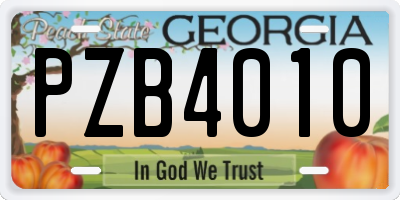 GA license plate PZB4010