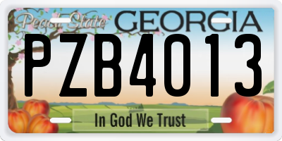GA license plate PZB4013