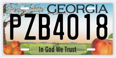 GA license plate PZB4018