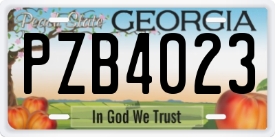 GA license plate PZB4023
