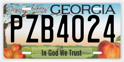 GA license plate PZB4024
