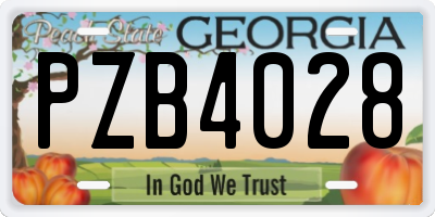 GA license plate PZB4028
