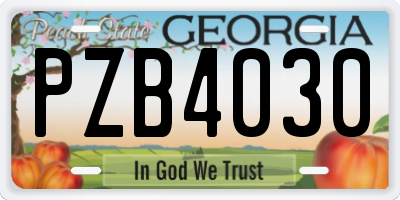 GA license plate PZB4030